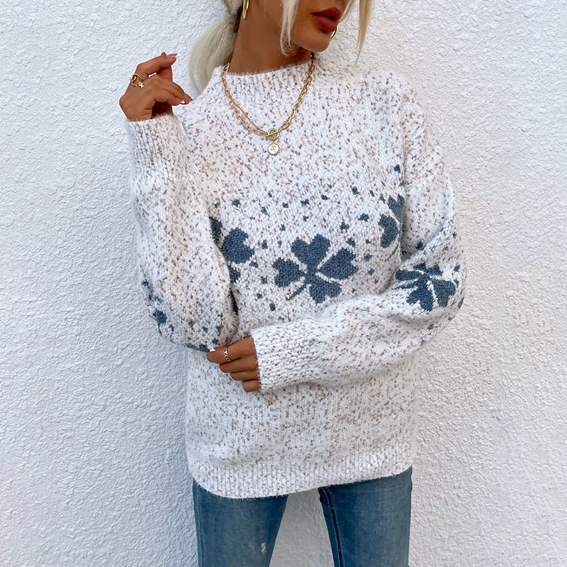 Women's Christmas Casual Half Turtleneck Snowflake Sweaters