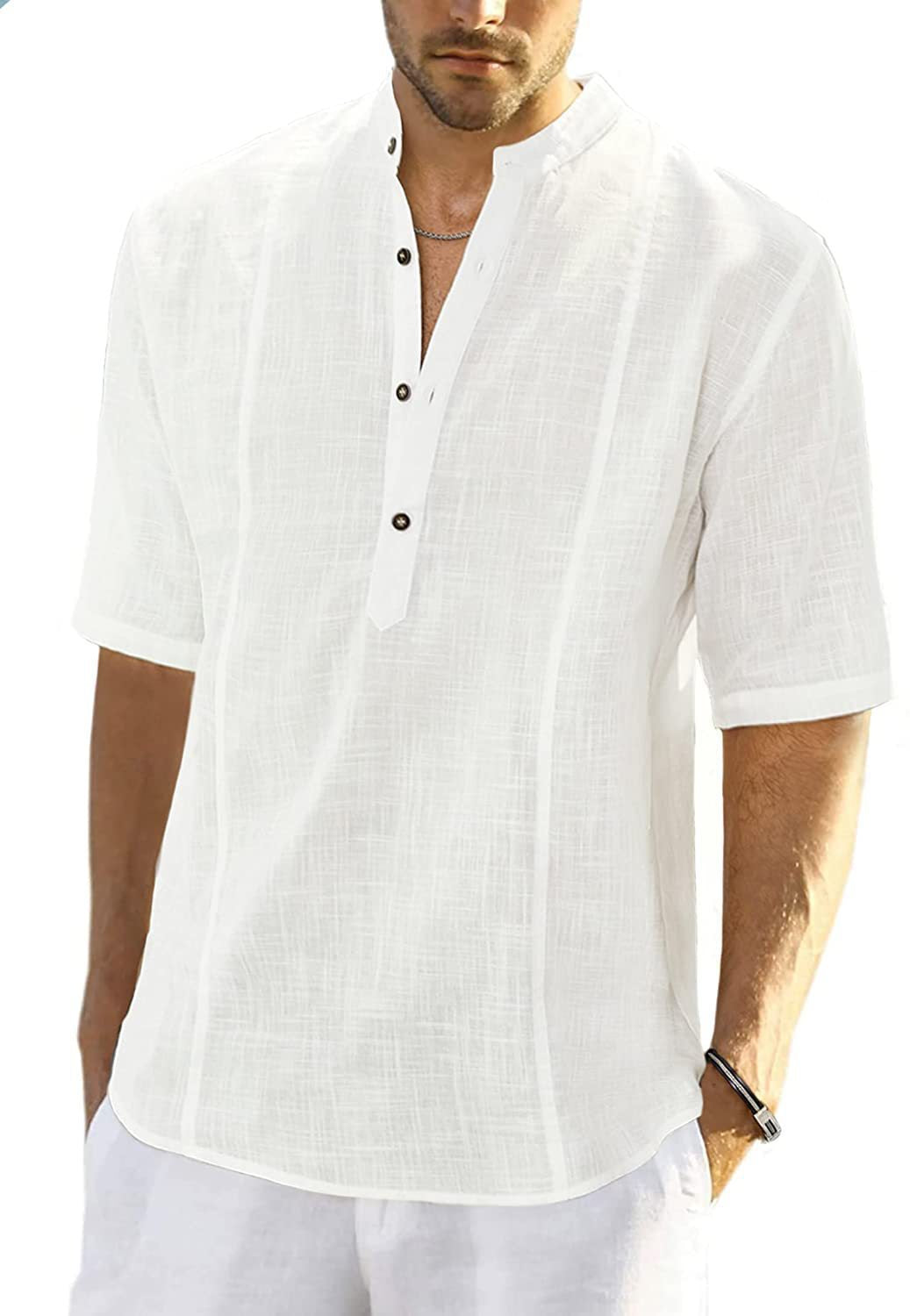 Men's Comfort Casual Linen Shirt Half Sleeve Clothing