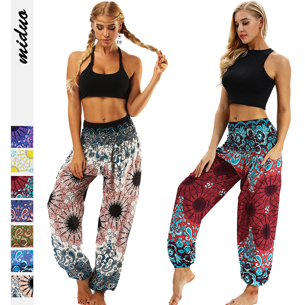 Women's Floral Digital Printing Sports Yoga Summer Breathable Comfortable Pants