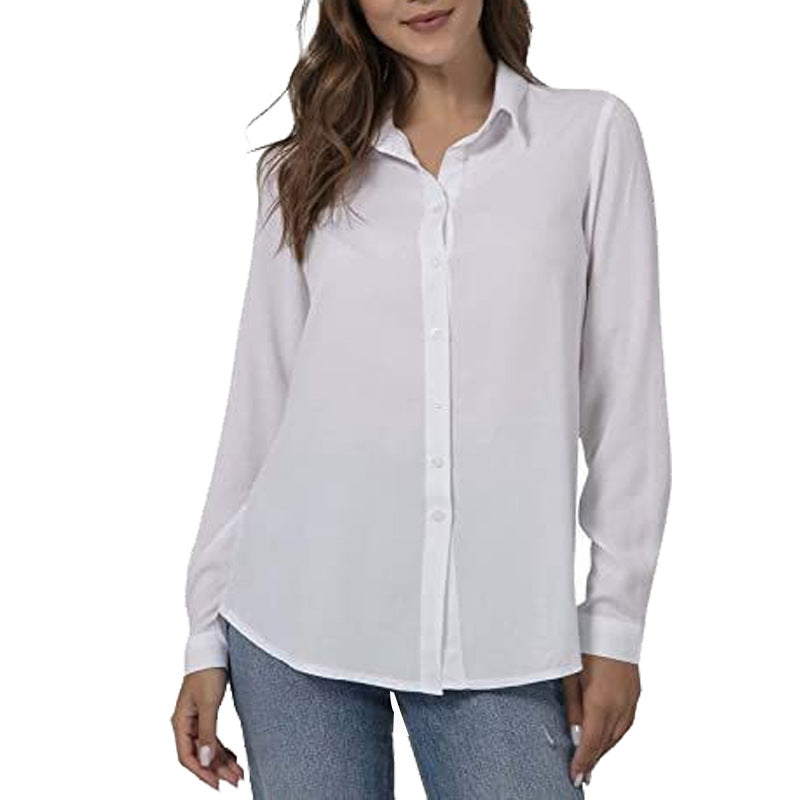 Women's Fashion Shirt Casual Long-sleeved Button-down Blouses