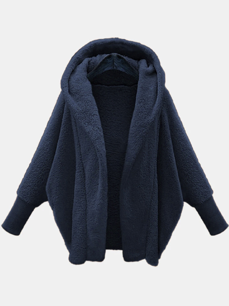 Women's Solid Color Long Sleeve Hooded Loose Coats