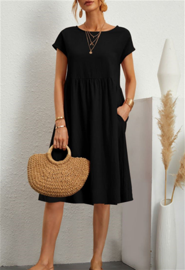 Women's Fashionable Summer Elegant Cotton Linen A- Dresses