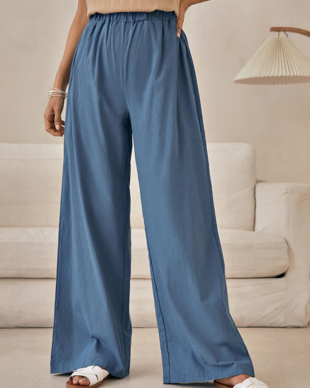 Women's Summer High Waist Wide Leg Straight Pants