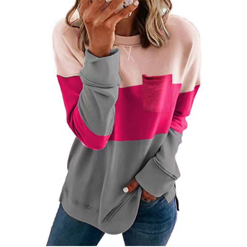 Women's Solid Color Contrast Long Sleeves Casual Sweaters