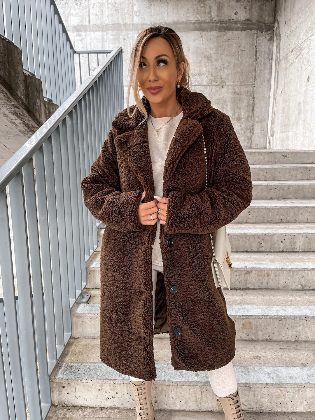 Women's Fur Long Sleeve Lapel Female Plush Coats