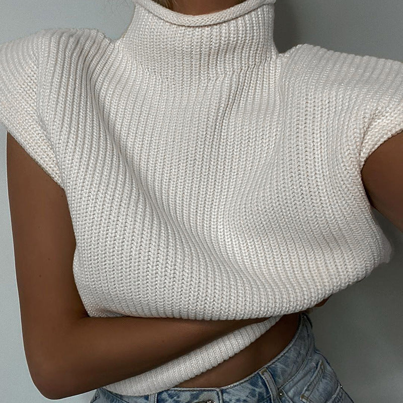 Women's Color Knitted Sexy Temperament Turtleneck With Shorts