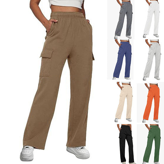 Women's Sports Trousers High Waist Slimming Straight Pants