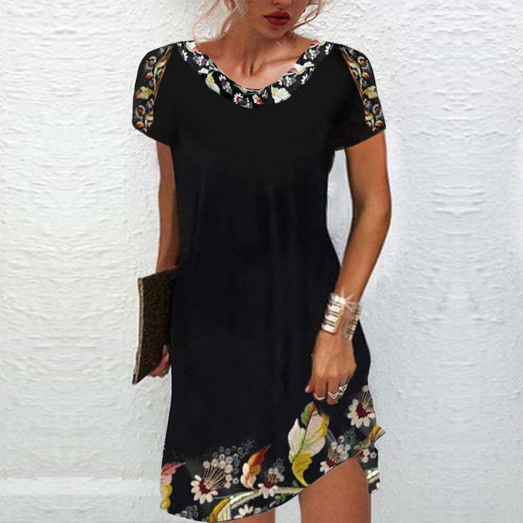 Summer Mid-waist Printed Urban Casual Short-sleeved Dresses