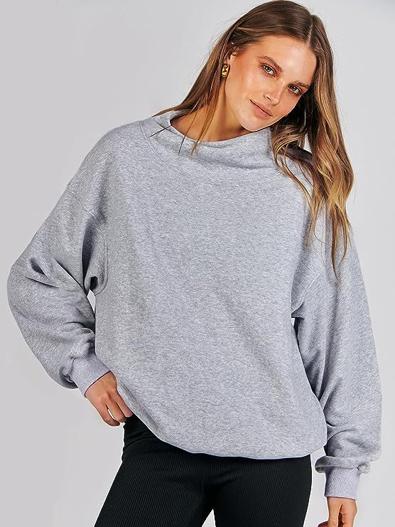 Women's High Collar Sweatshirt Solid Color Long Sweaters