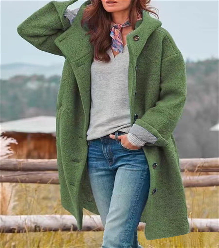 Women's Hipster Trench Long Sleeve Winter Loose Coats