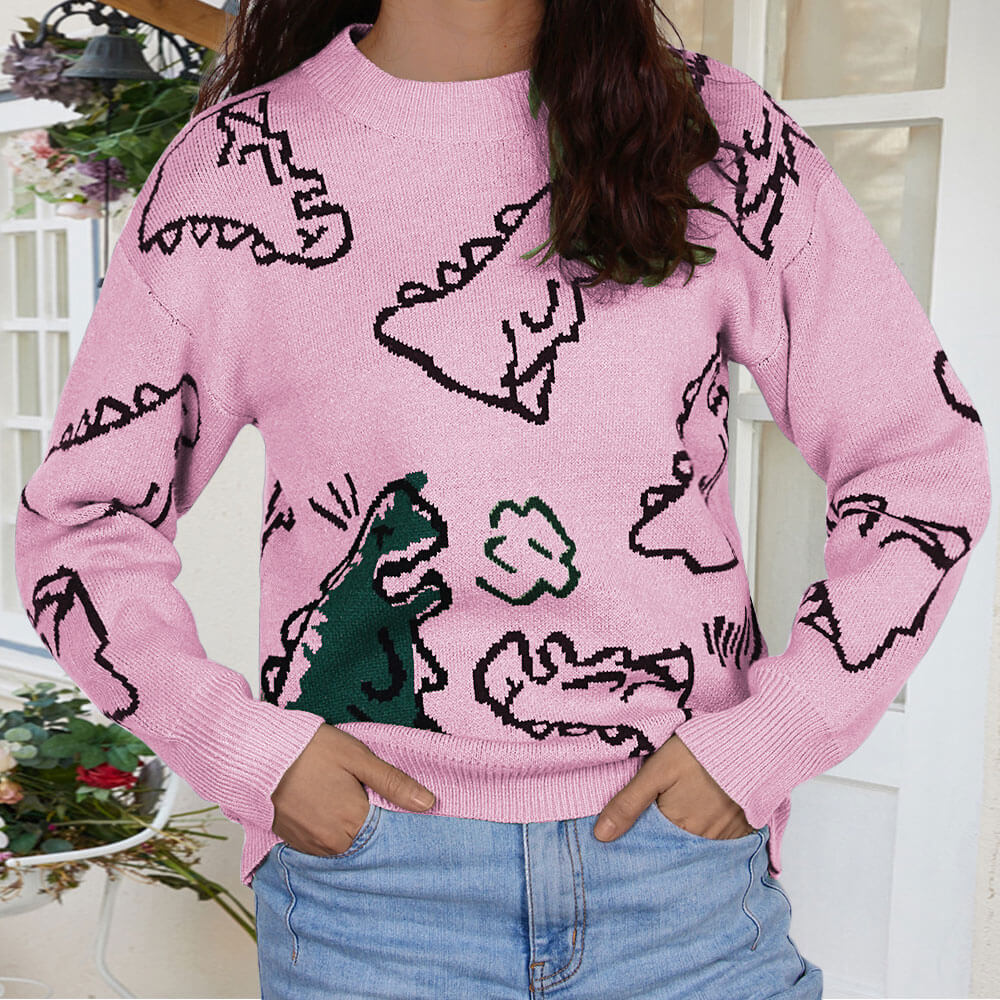 Long Sleeve Round Neck Loose Cartoon Sweaters