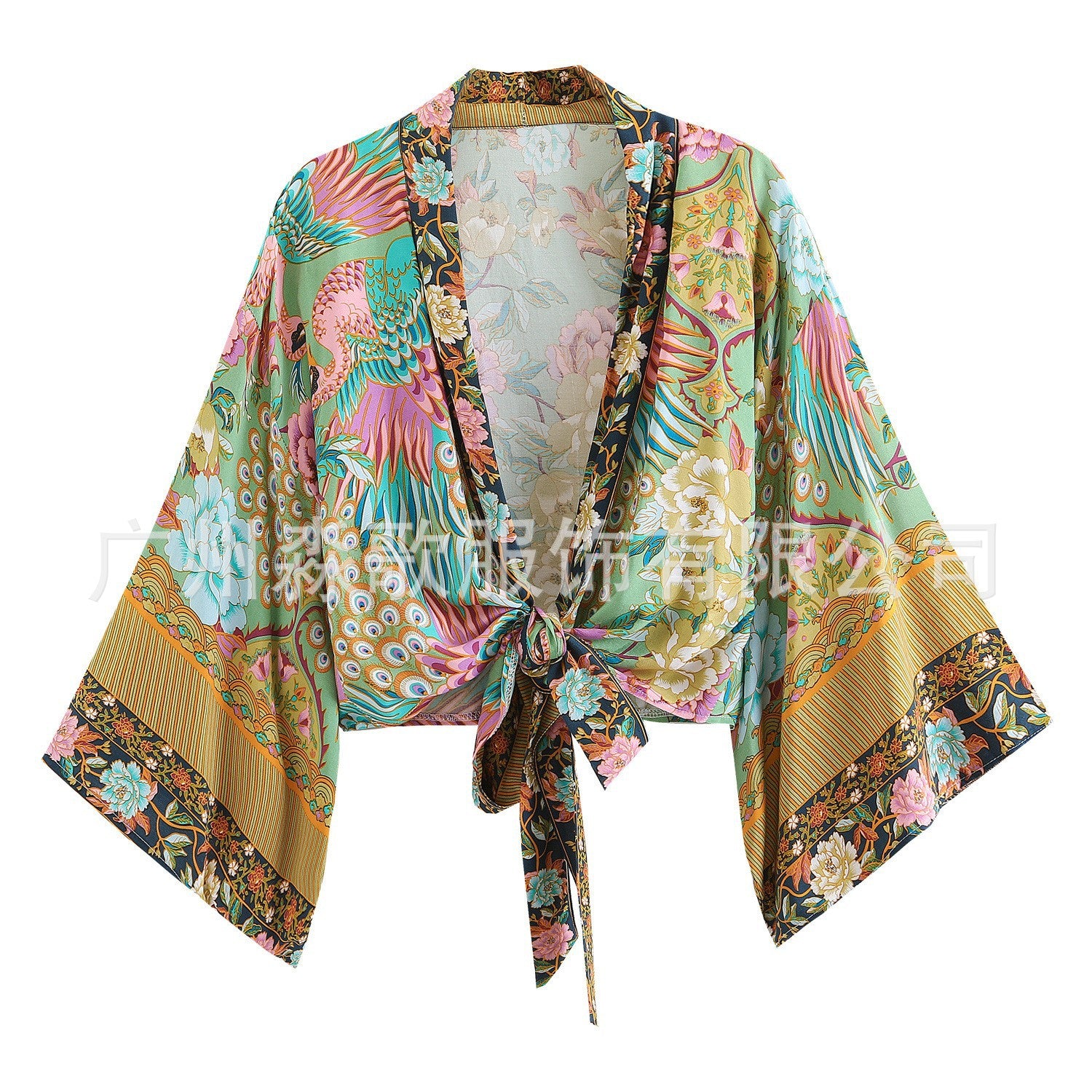 Fashion Print Collar Batwing Sleeve Bohemian Blouses