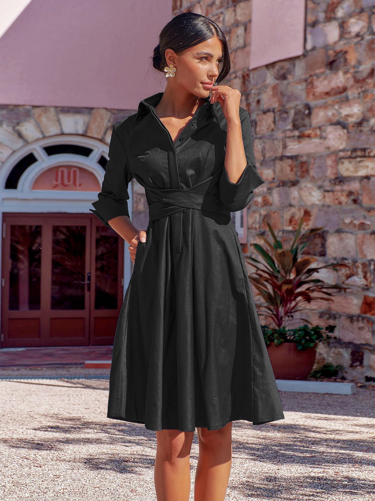 Women's Dress Autumn Midi Solid Color Shirt Dresses