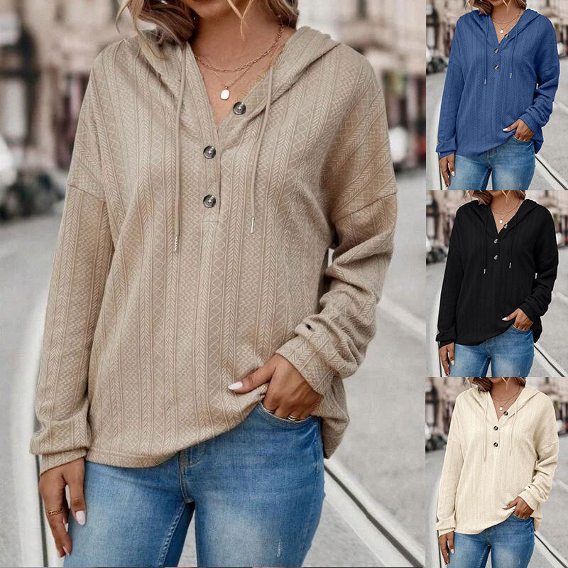 Women's Loose Casual Solid Color Hooded Long Sweaters