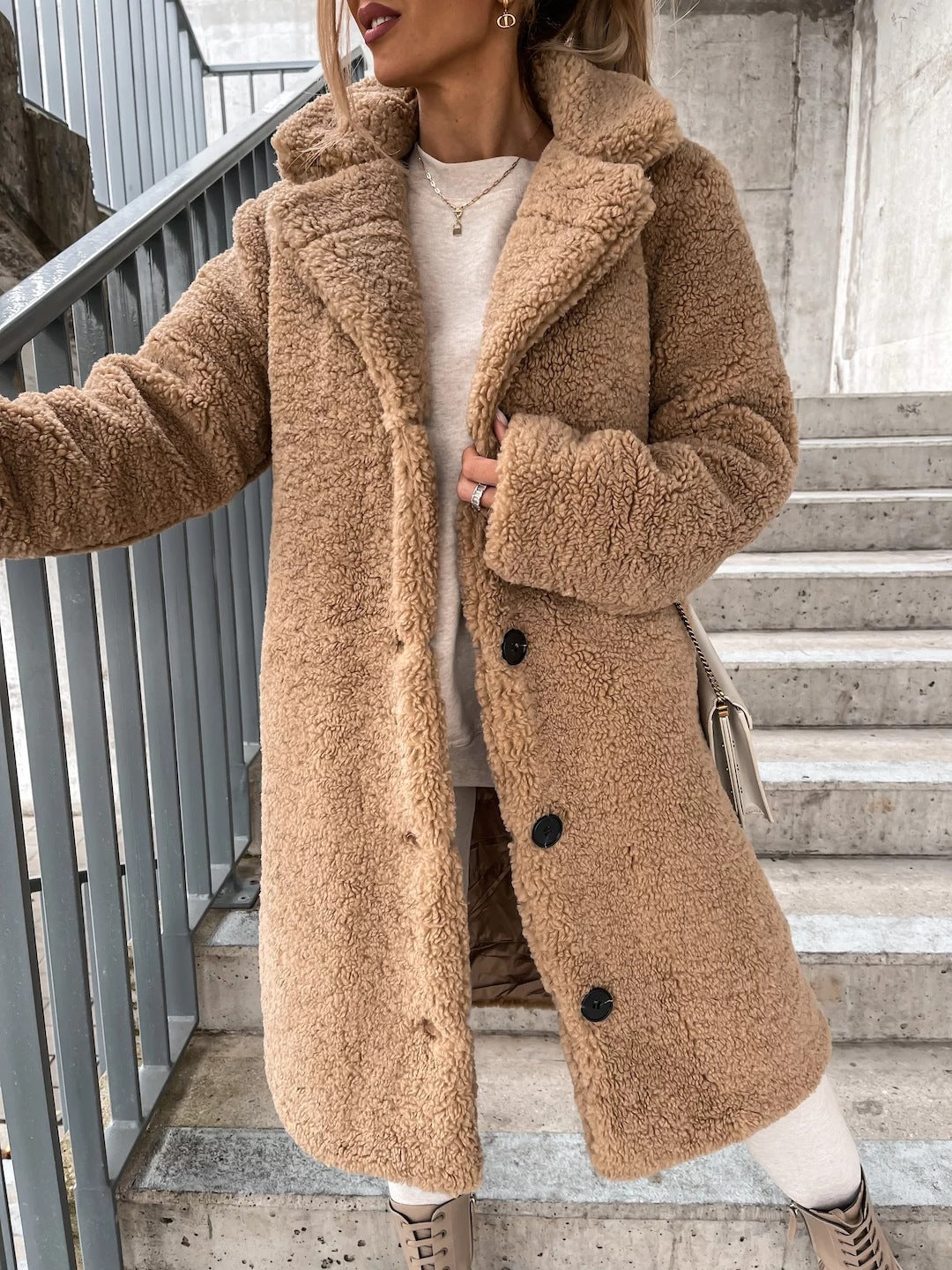 Women's Fur Long Sleeve Lapel Female Plush Coats