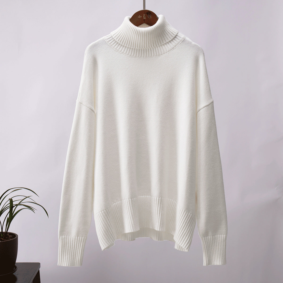 Women's Turtleneck Loose Classic Solid Color Pullover Sweaters