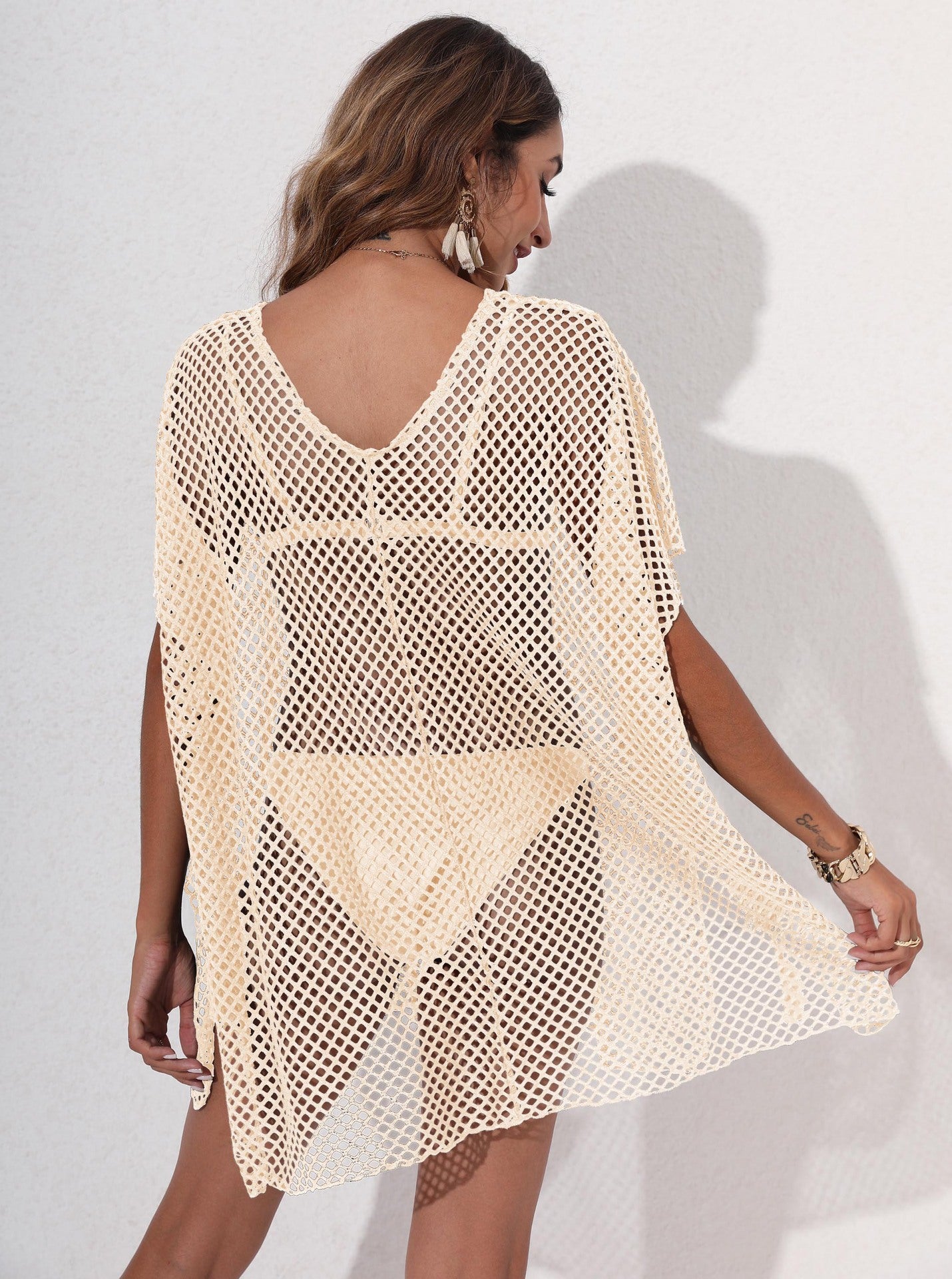 Women's Mesh Beach Cover-up Loose Irregular Outer Wear Dresses