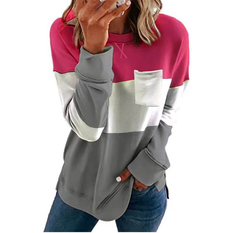 Women's Solid Color Contrast Long Sleeves Casual Sweaters