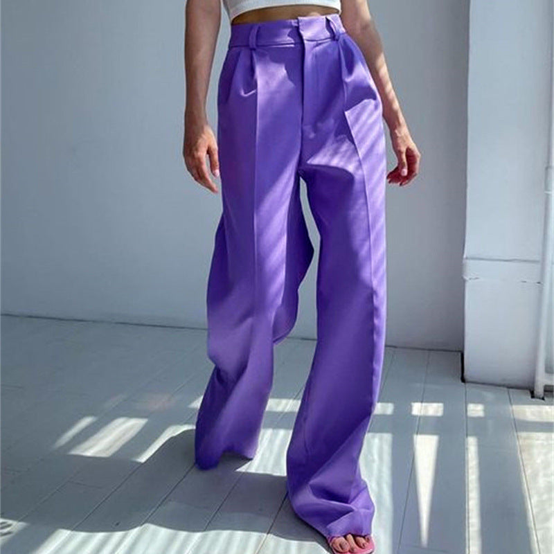 Women's Autumn Wide-leg Straight High Waist Casual Pants