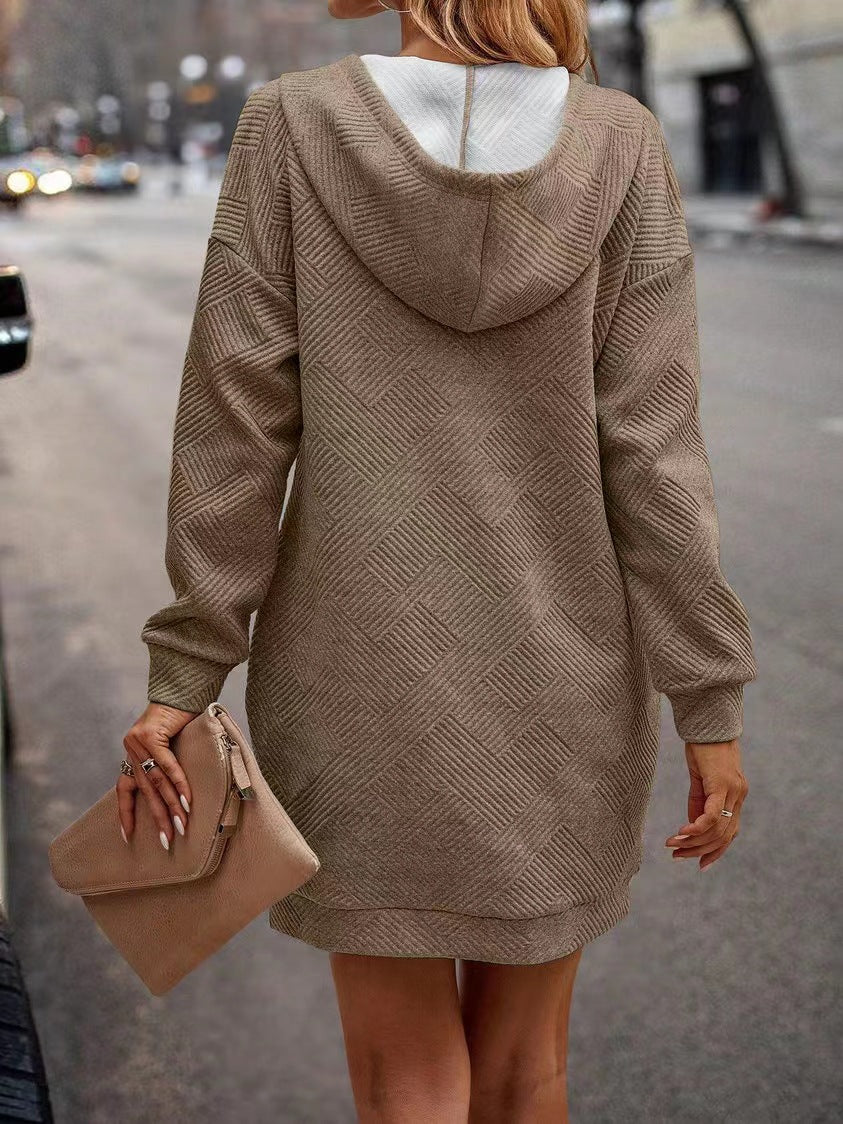Women's Loose Casual Solid Color Hooded Long Sweaters
