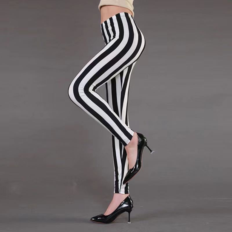 Stripes Stretch Slim Fit Milk Silk Brushed Leggings