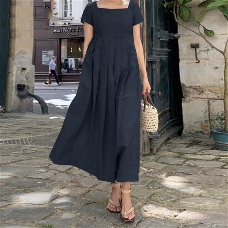 Large Swing Sundress Sleeve Square Collar Dresses