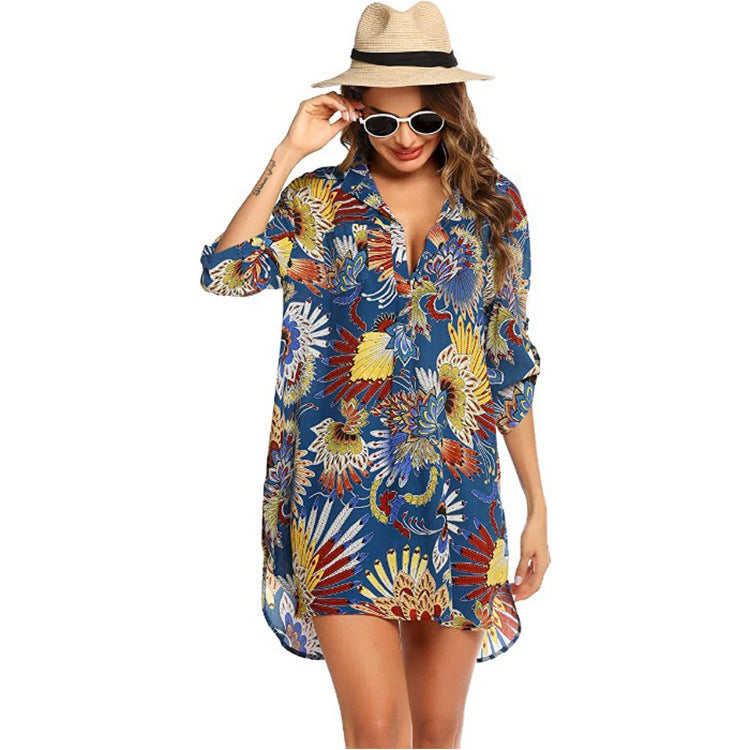 Women's Swimsuit Beach Cover Up Shirt Bikini Blouses