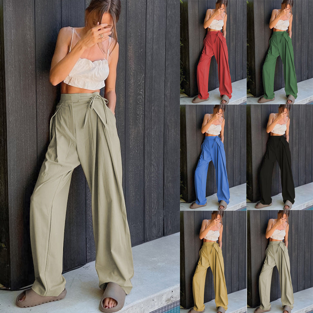 Women's Loose Draggle-tail Trousers Straight High Waist Pants