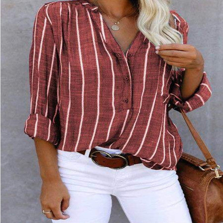 Women's Day Delivery Simple Fashion Printed Striped Blouses