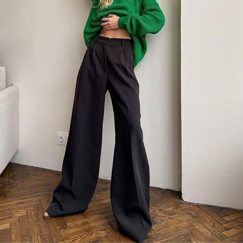 Women's Autumn Wide-leg Straight High Waist Casual Pants