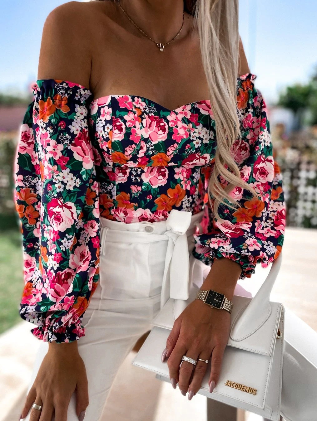 Classy Sexy Off-neck Off-shoulder Tube Printed Blouses