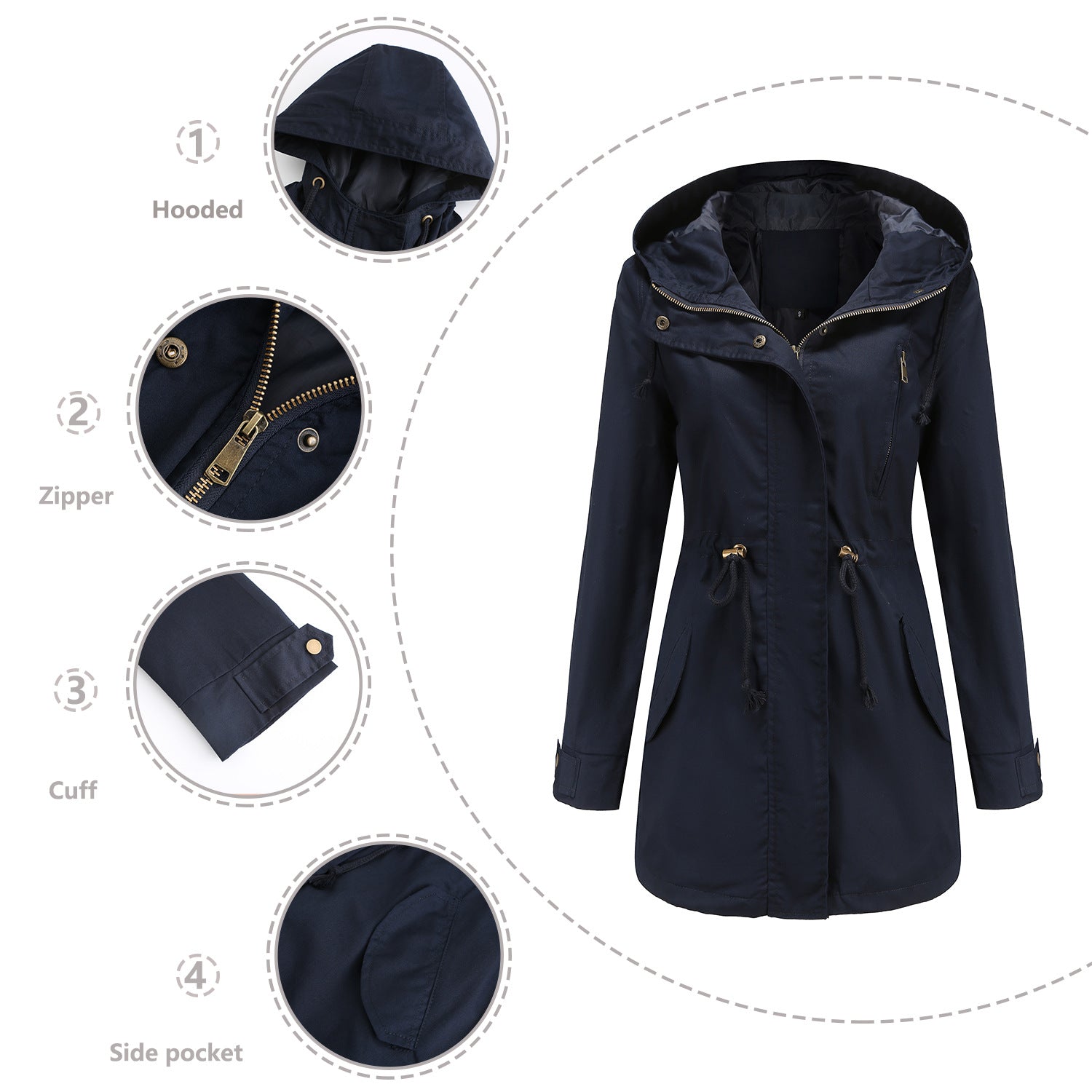 Innovative Women's Anorak Loose Solid Color Coats