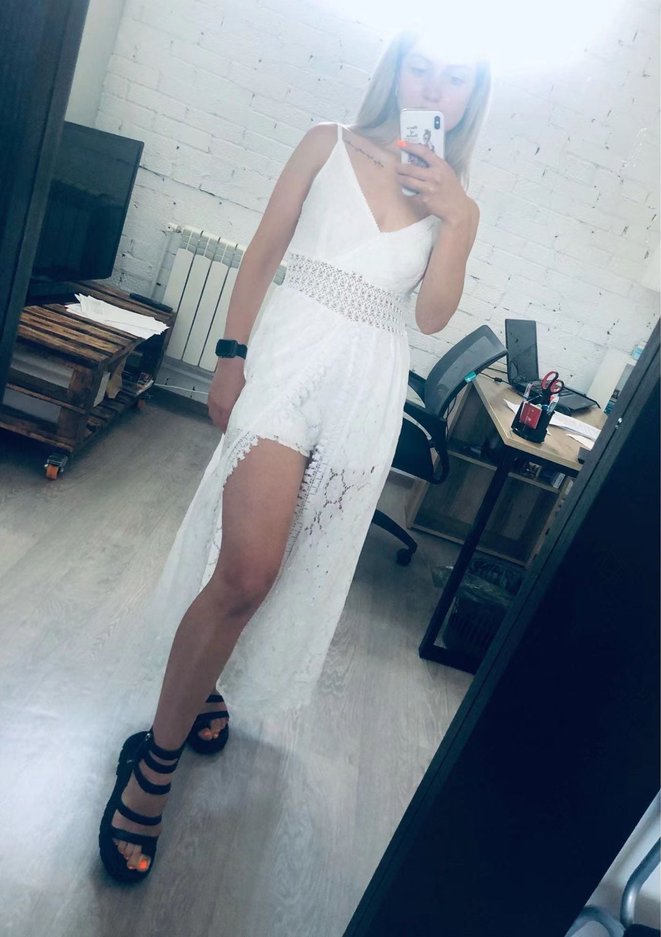 Sexy Sling Stitching Casual Home Vacation Jumpsuits