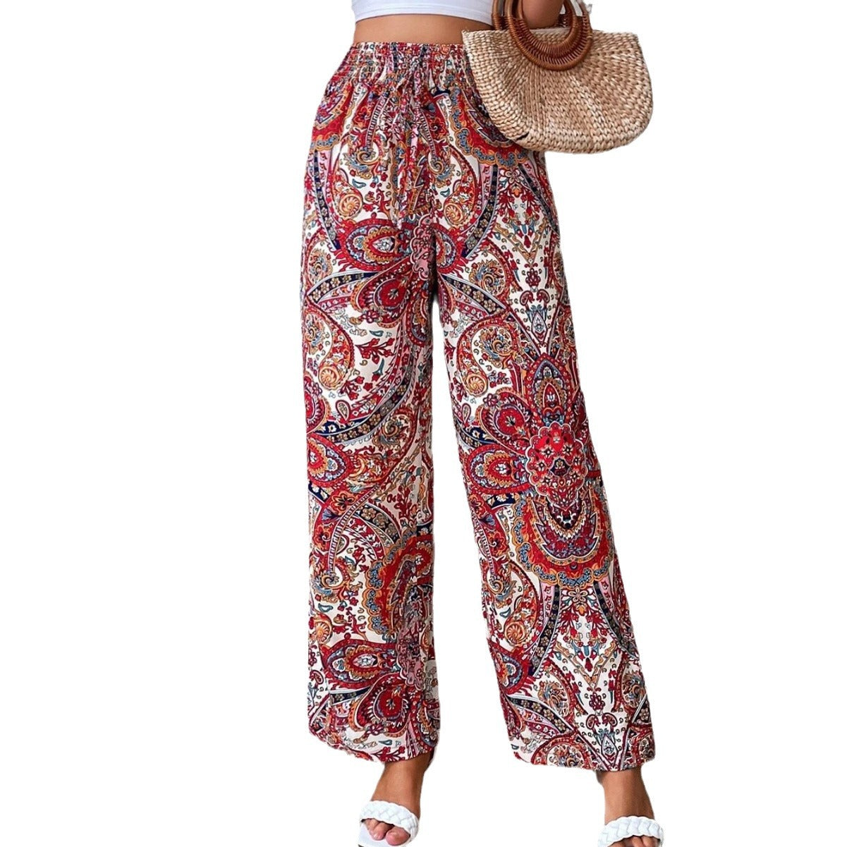 Women's Summer Fashionable Printed Elastic Waist Pants