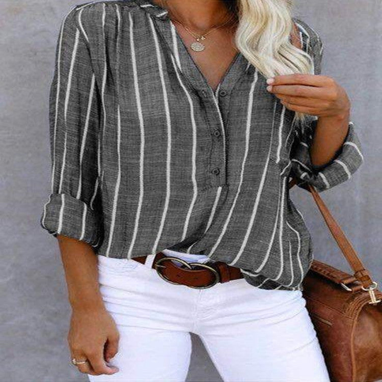 Women's Day Delivery Simple Fashion Printed Striped Blouses