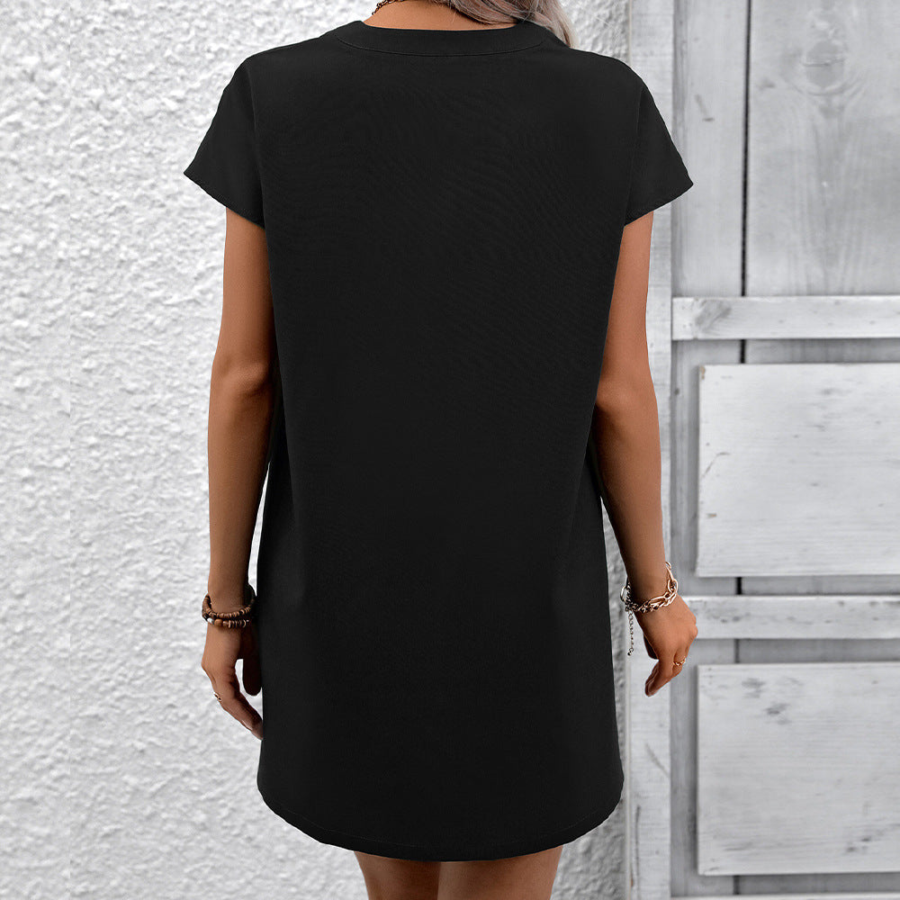 Women's Mid-length Loose Printed Shirt Dress Casual Blouses