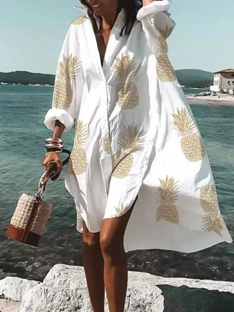 Women's Wear Loose Digital Printing Long Sleeve Dresses