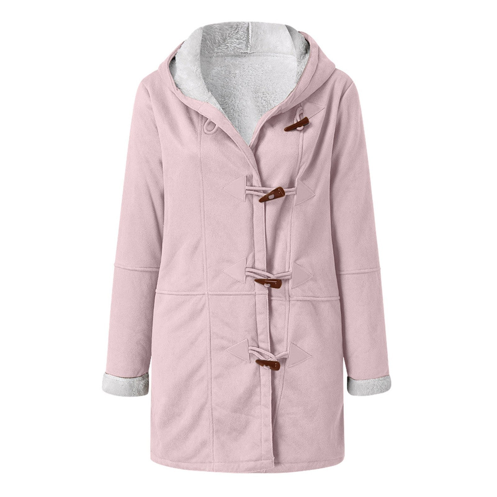 Women's Long Sleeve Horn Button Fleece-lined Warm Jackets