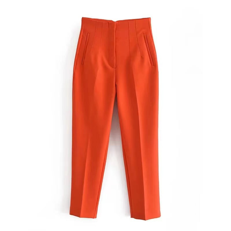 Women's Trousers Slimming Solid Color Pleating Formal Pants