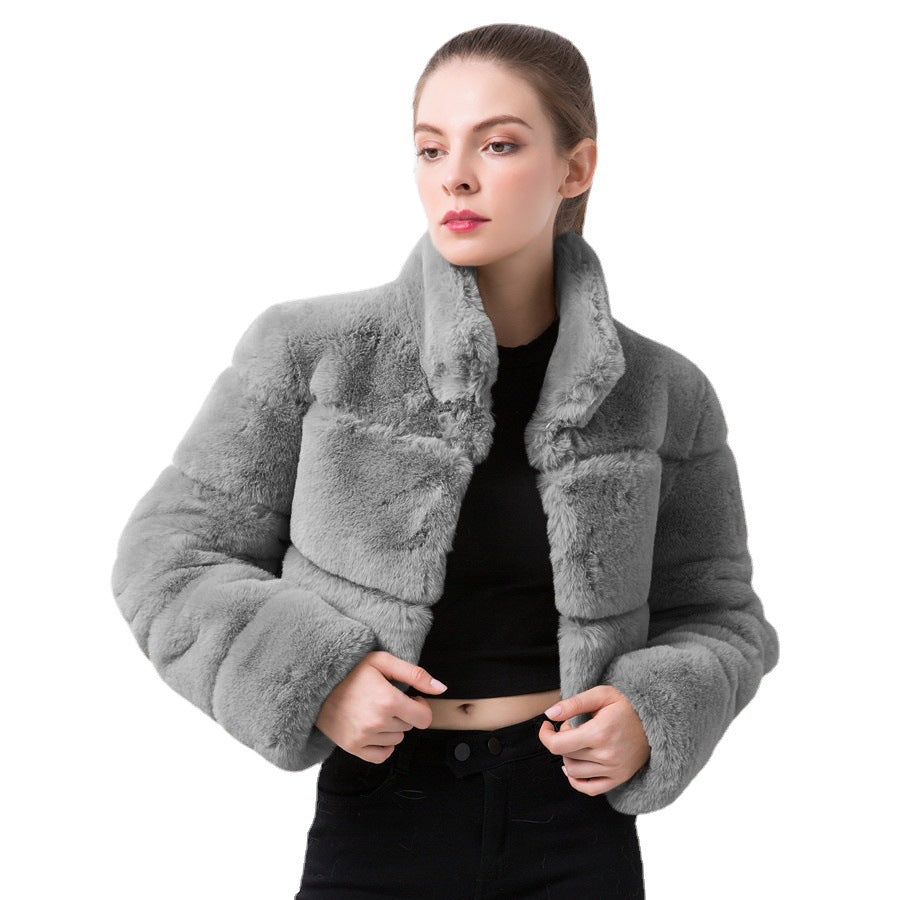 Women's Fur Imitation Fox Horizontal Stitching Artificial Coats