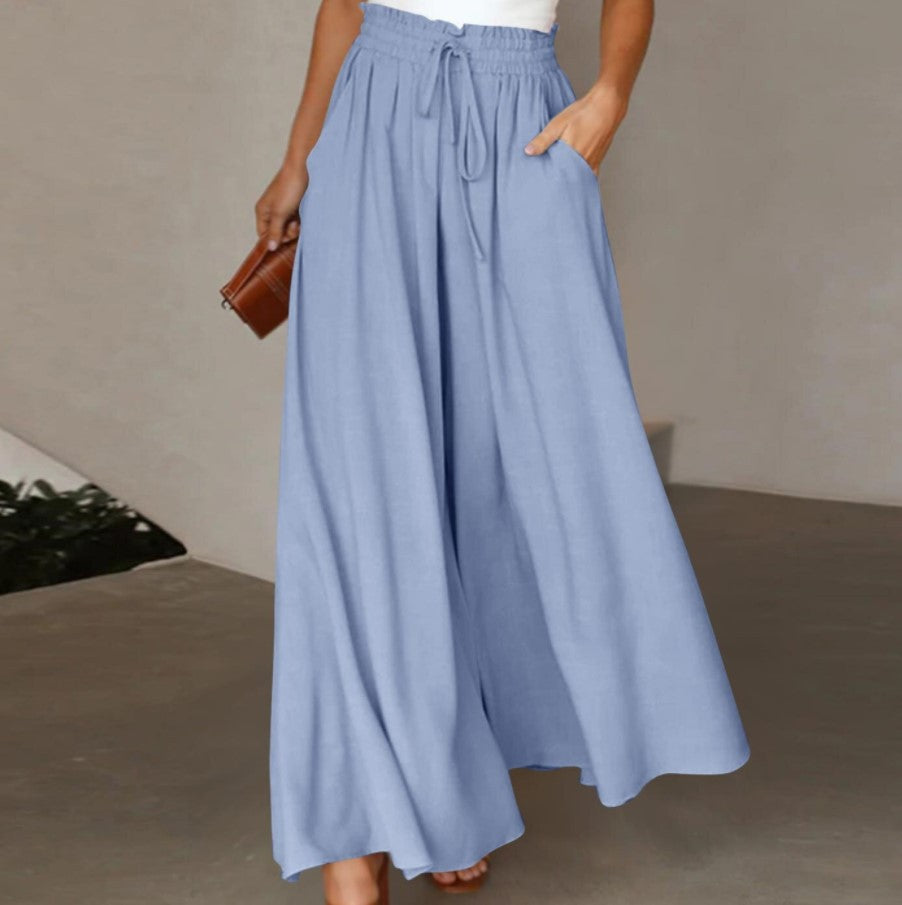 Women's Wide Leg High Waist Long Culottes Pants