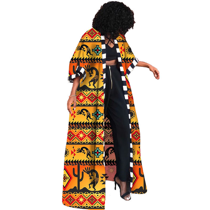 Women's Spring Trench African Ethnic Style Long Coats