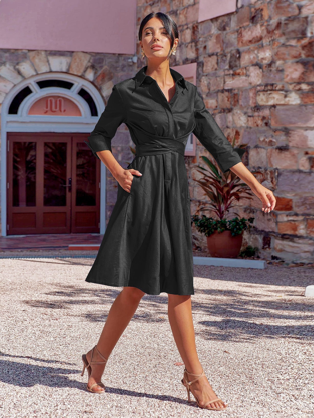 Women's Dress Autumn Midi Solid Color Shirt Dresses