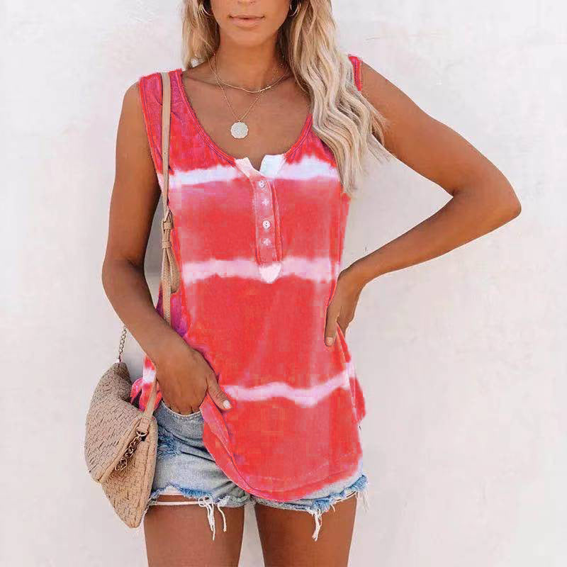 Women's Tie-dye Printed Loose Casual Tube Blouses