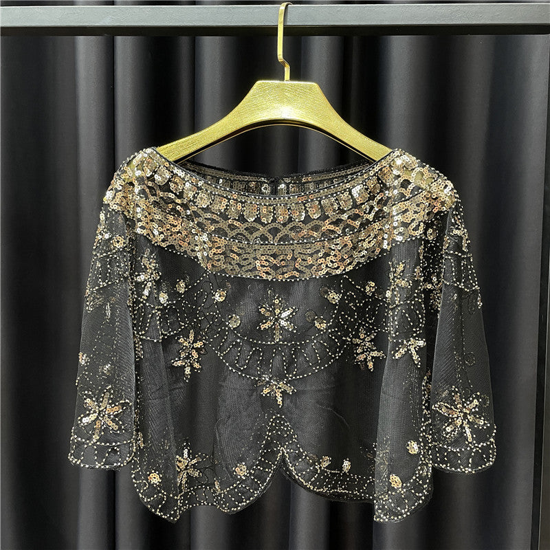 Women's Thin Dress Accessories Shoulder Yarn Pullover Sequined Coats