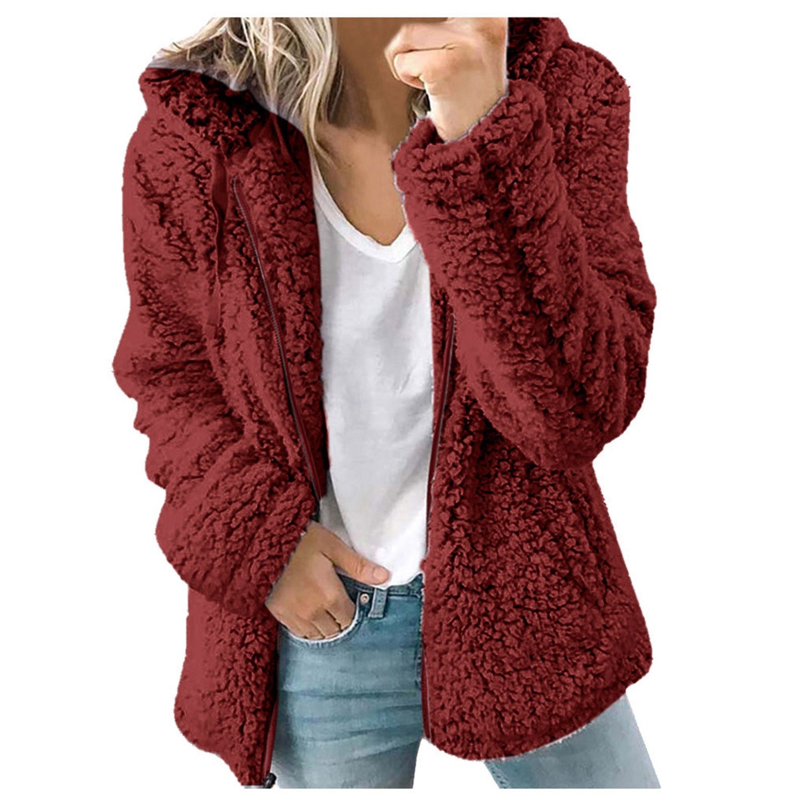 Casual Women's Glamorous Creative Hooded Woolen Jackets
