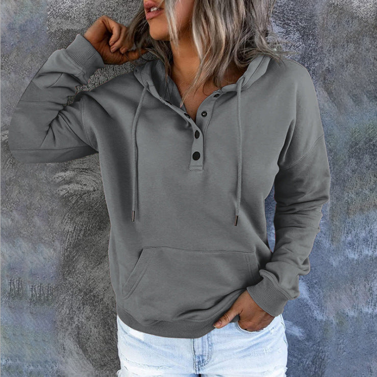 Women's Long Sleeve Loose Casual Hooded Drawstring Sweaters