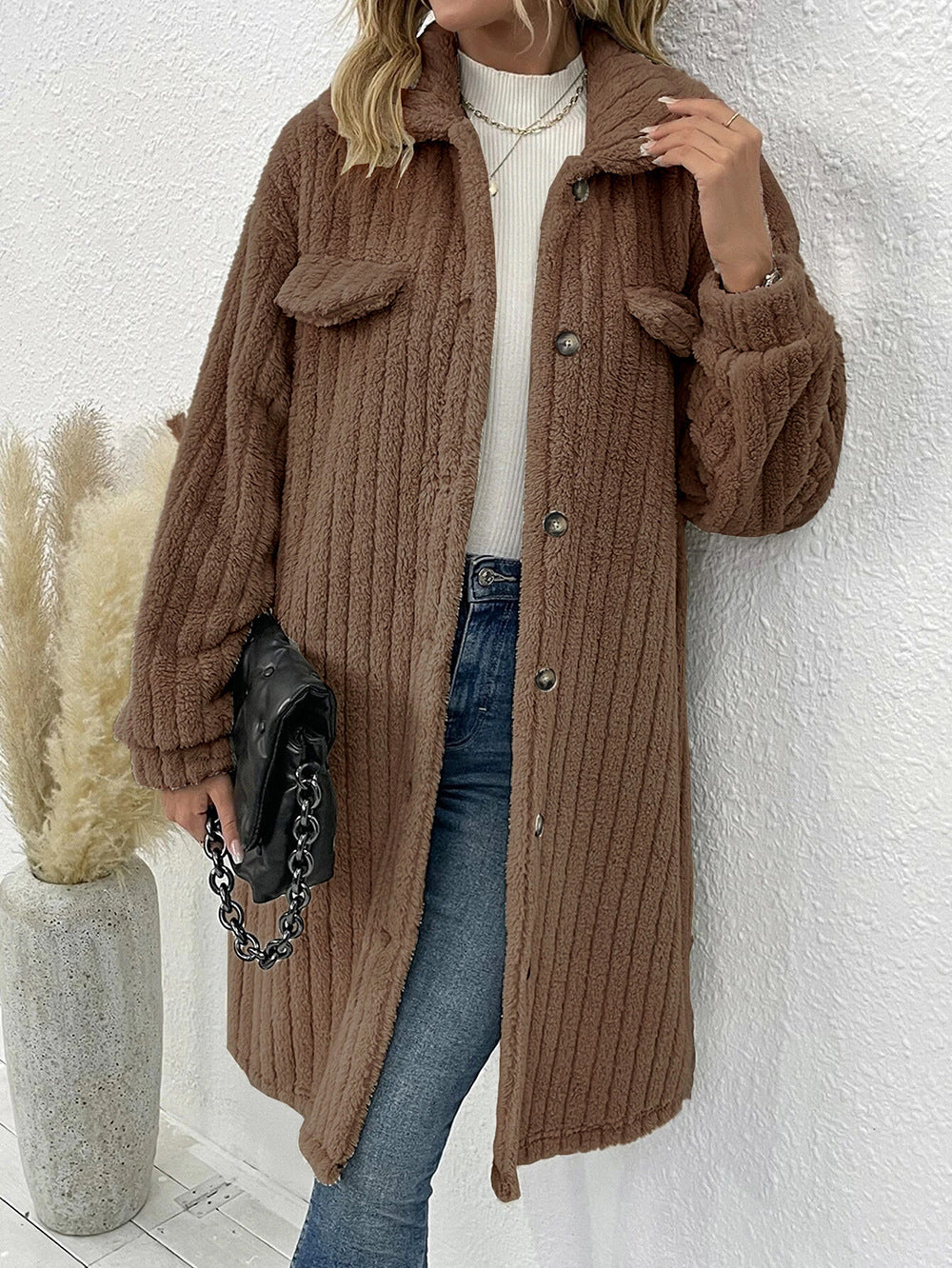 Women's Trendy Glamorous Fur Lapel Plush Coats