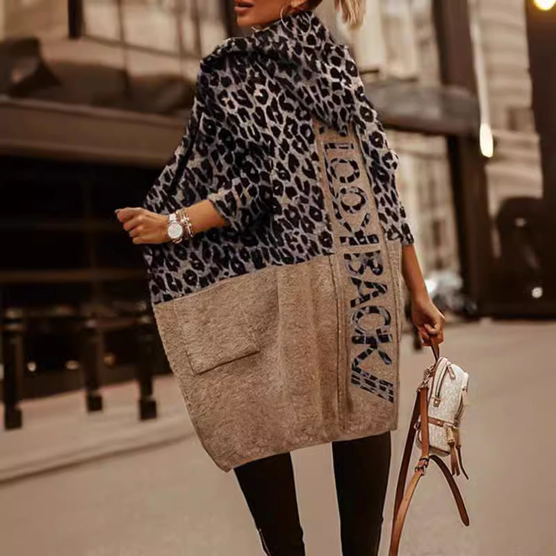 Women's Loose Street Printed Leopard Print Lettered Sweaters