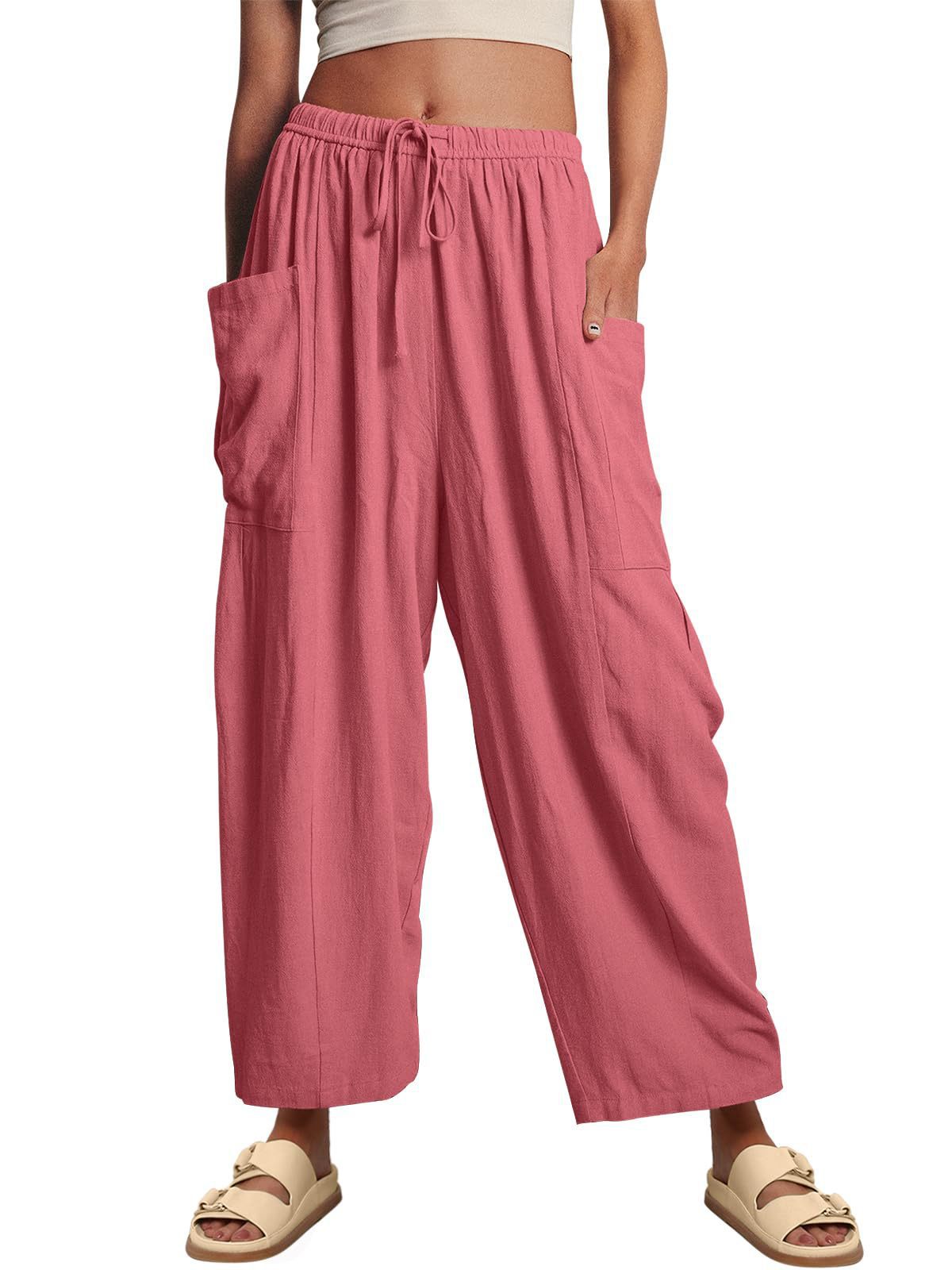 Women's Waist Pleated High Wide Leg Loose Pants